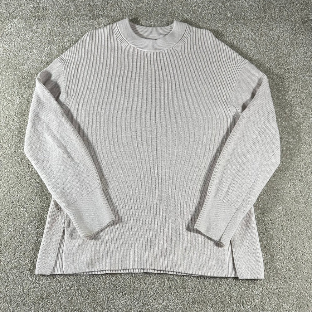 Lululemon Merino Wool Blend Ribbed Crewneck Sweater Size 8 Cream/White LW3GKAS